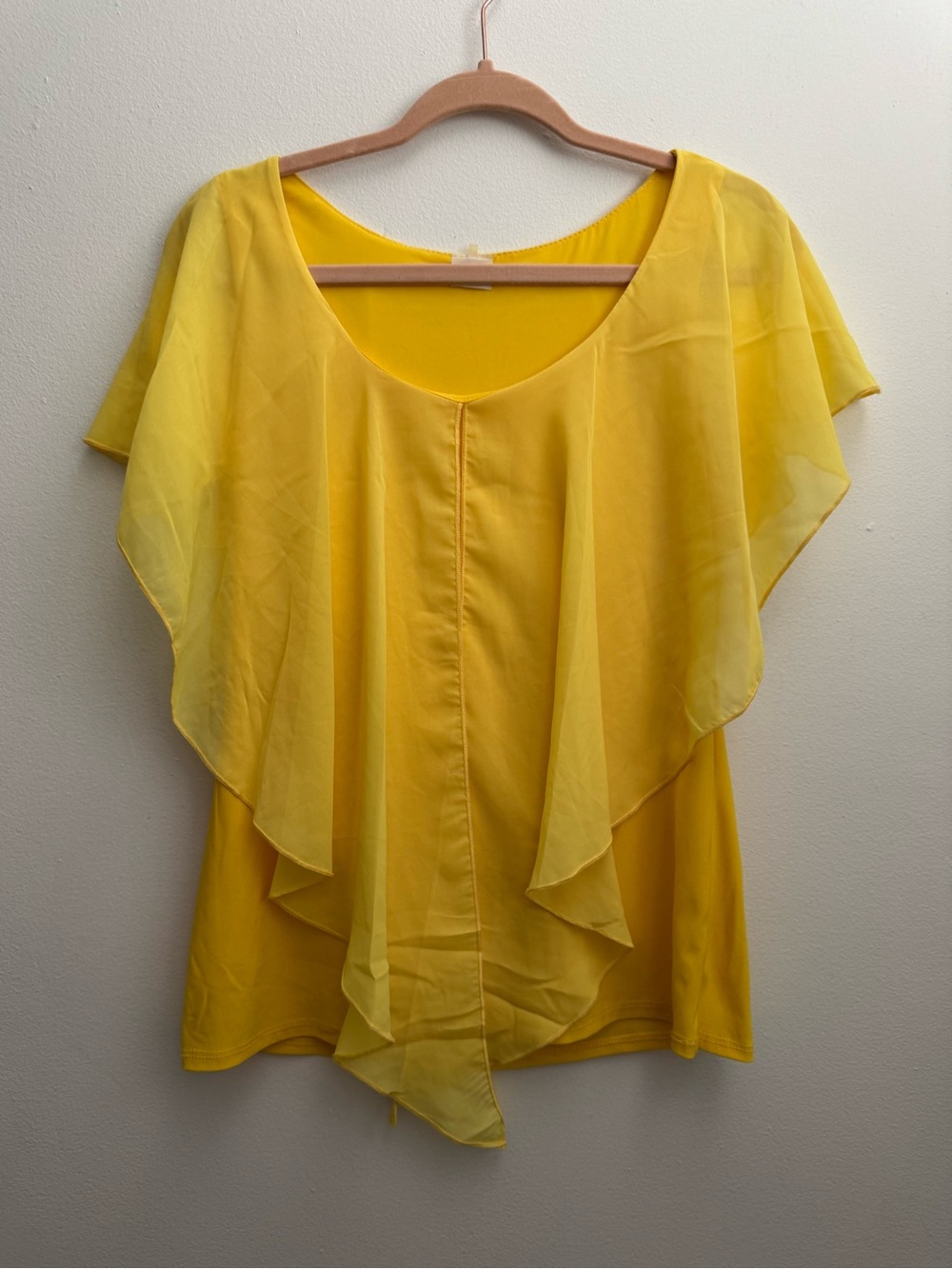 Flowy Yellow Flutter Sleeve Tunic Top